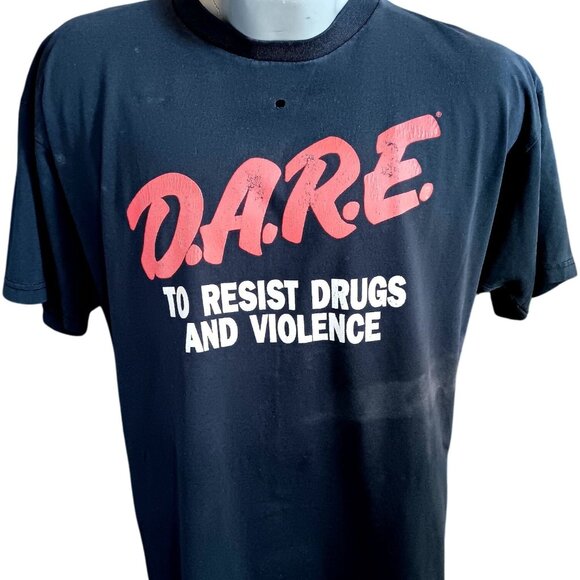 XL Vintage T-shirt D.A.R.E. "To Resist Drugs And Violence" Distressed Fade 90s - Picture 1 of 4